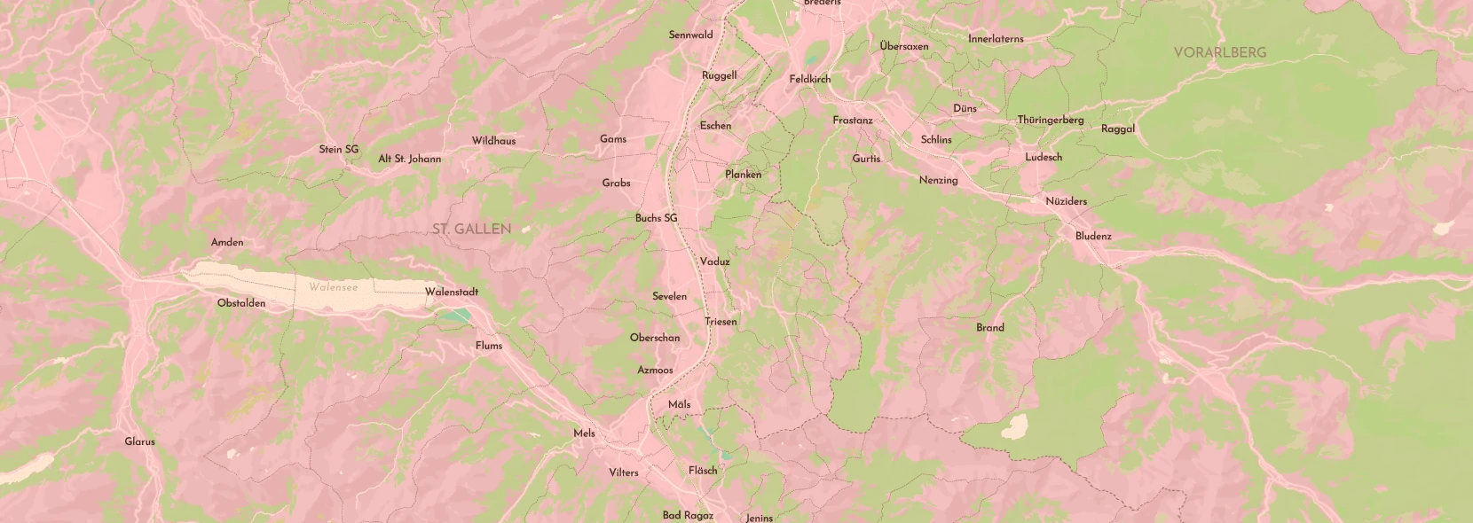 openstreetmap protomaps protomaps dusk rose liechtenstein
